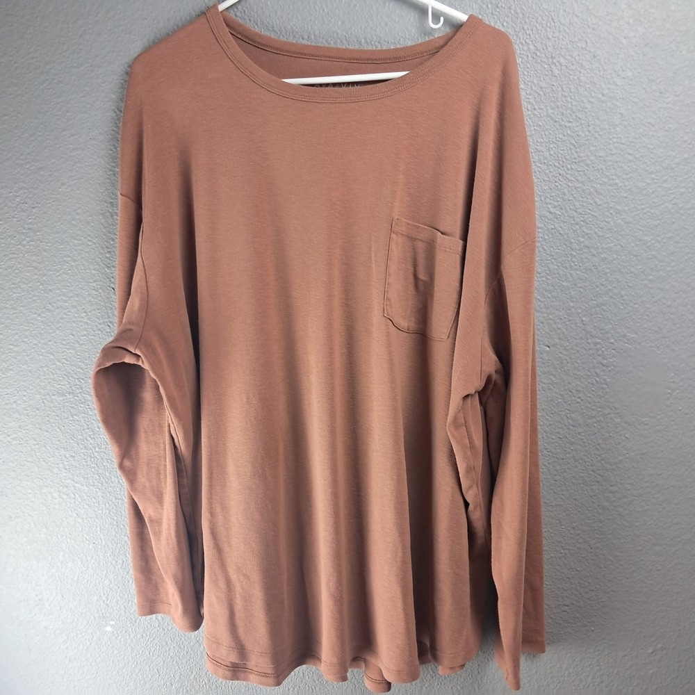 Ava & Viv Long Sleeve T-Shirt Top with Pocket Relaxed Fit Plus Size 3X